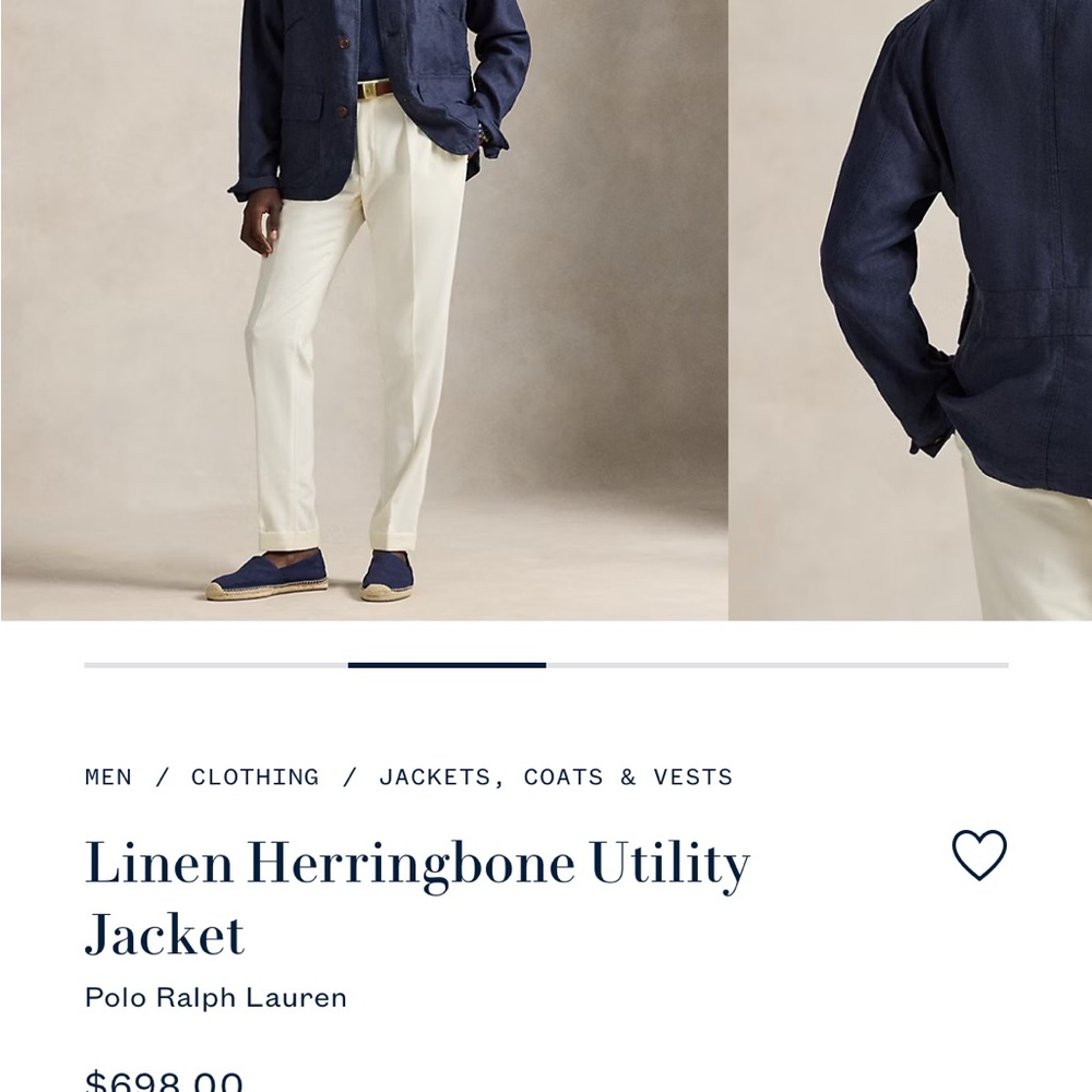 Polo by Ralph Lauren Navy linen herringbone utility jacket/blazer/overshirt - Picture 4 of 6
